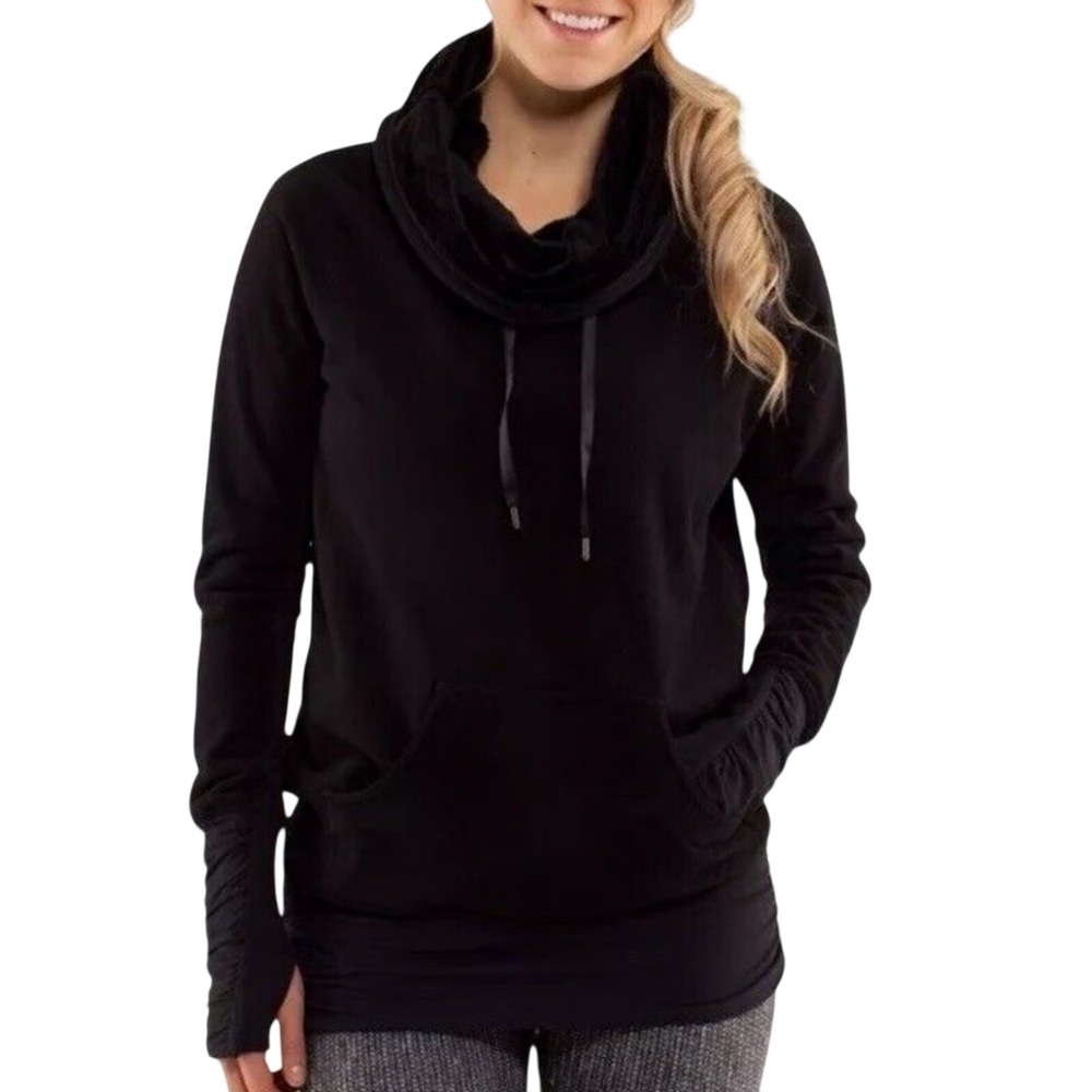 Lululemon Dont Hurry Be Happy Pullover Fleece Sweatshirt Cowl Neck Size 6 Soft‎